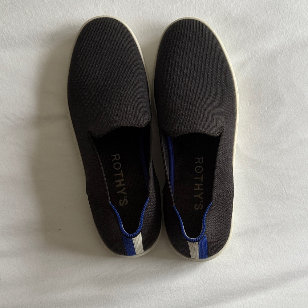 Rothy's Black and Blue Women's Slip-On Sneakers